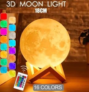Rechargeable 3D Moon Lamp With Remote -18 CM DSEG0023