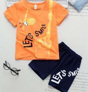 Kids Unisex Tees with Half Pant Set NRKF0029