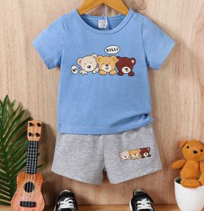 Kids Unisex Tees with Half Pant Set NRKF0021