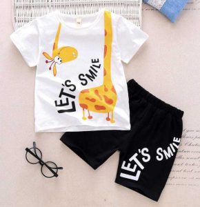 Kids Unisex Tees with Half Pant Set NRKF0026